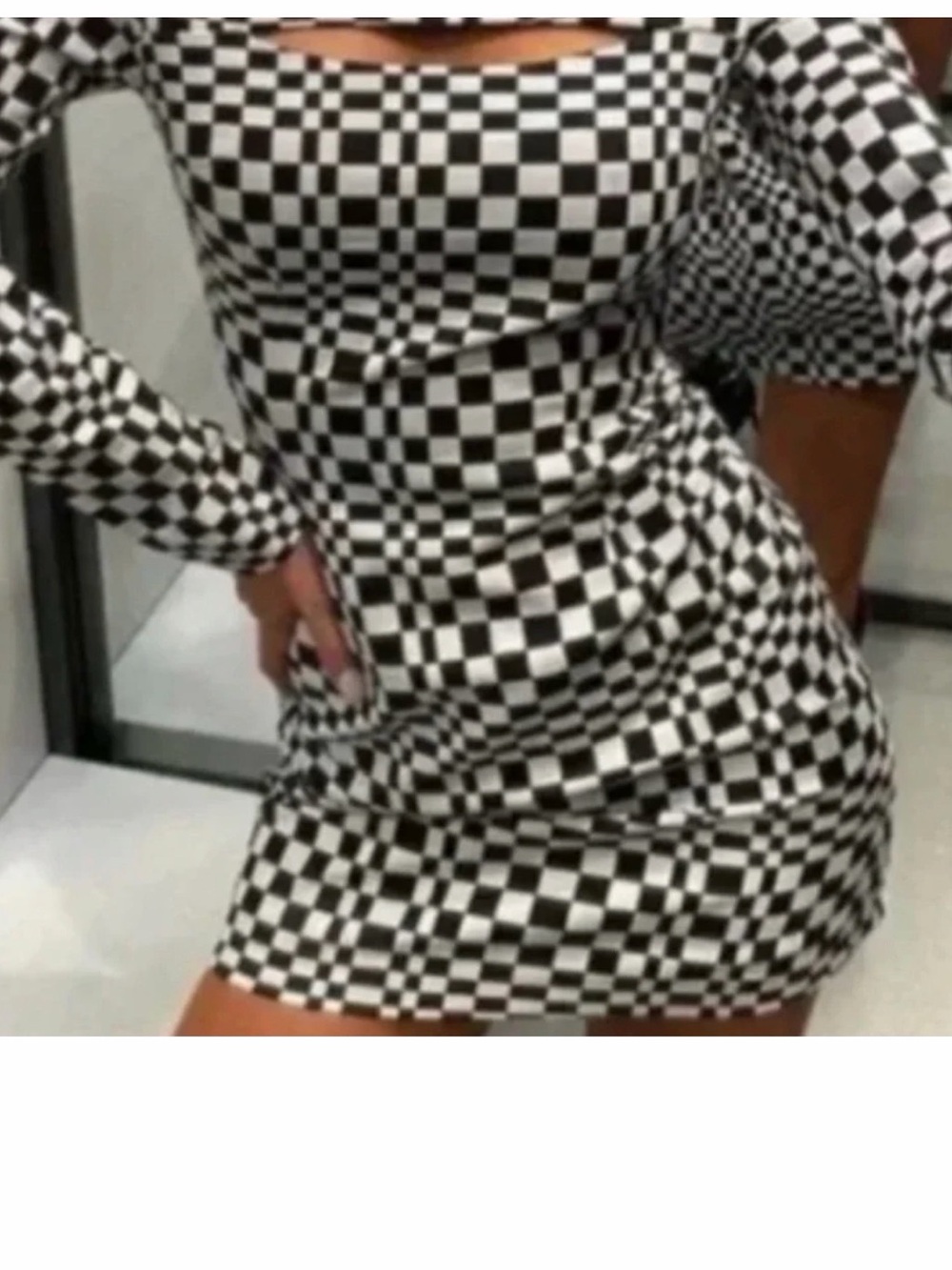 Zara Black & White Checkered Bodycon Dress